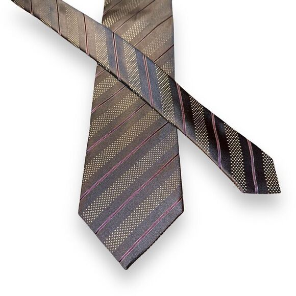 Ermenegildo Zegna Gray & Purple Striped Handmade in Italy Tie - Picture 1 of 5